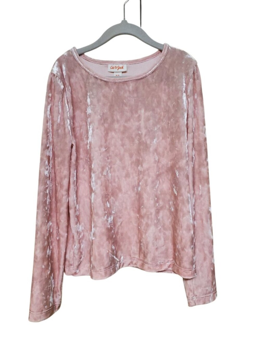 Cat & Jack Girls Baby Pink Crushed Velvet Long Sleeve Top Tunic Barbie Size M